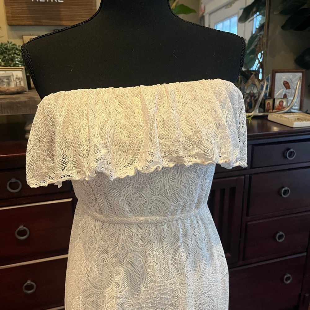 Allen B. By Allen Schwartz Ivory Lace Off-shoulder Maxi Dress - Picture 2 of 4